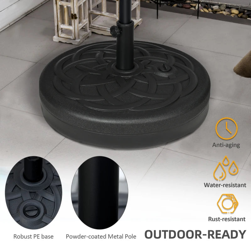 Black Garden Umbrella Stand Weight - 25kg Water or 35kg Sand Fill