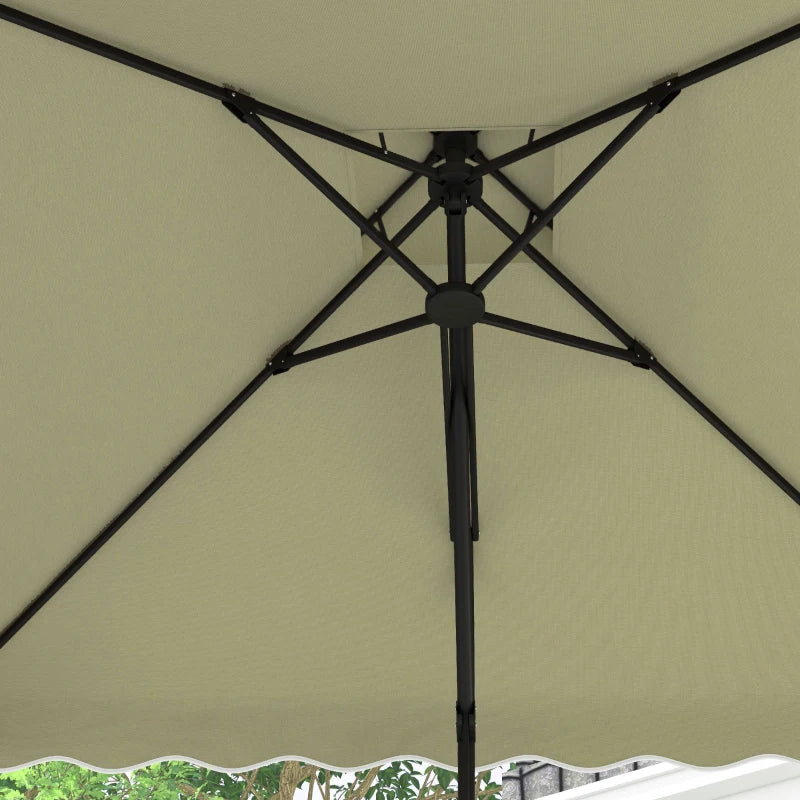 Beige 2.5m Square Double Top Cantilever Garden Parasol with Ruffles