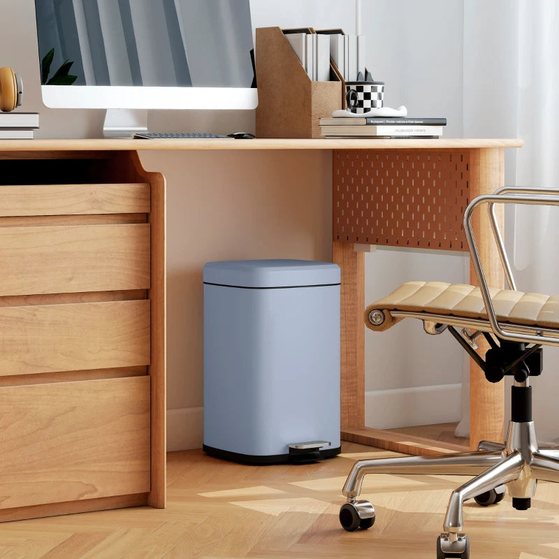 20L Modern Boxy Metal Kitchen Bin - Stylish Light Blue Trash Can for Home Organization and Waste Management