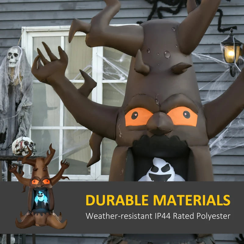 8FT Halloween Inflatable Tree with Floating Ghost & LEDs - Scary Outdoor Indoor Yard Garden Party Decoration