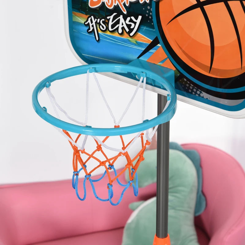 Adjustable Kids Basketball Hoop Portable Stand Set with Ball Pump and Netting Backboard