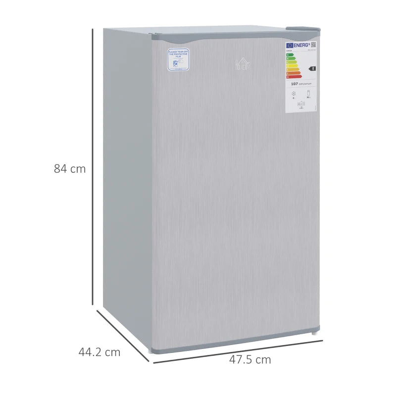 91L Freestanding Under Counter Fridge Freezer - Compact Chiller Box, Adjustable Thermostat, 47.5cm Wide, Stylish Grey Design
