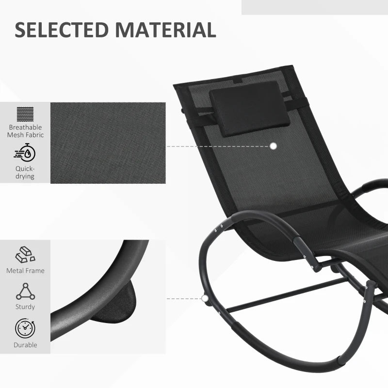 Black Zero Gravity Rocking Chair with Pillow