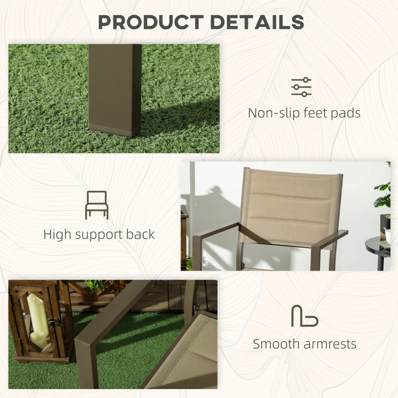 Khaki Aluminium Stackable Garden Chairs Set of 2