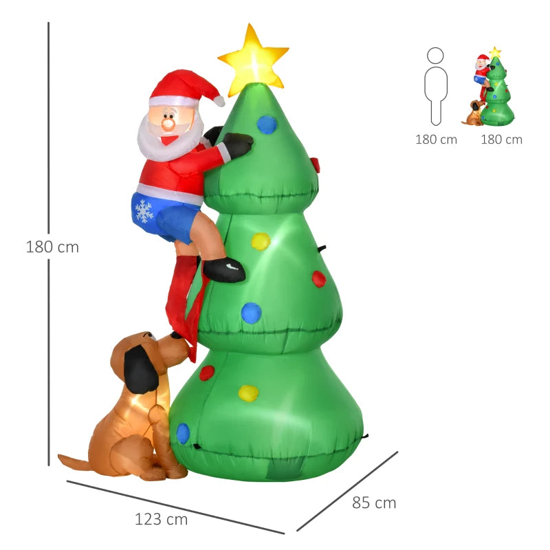 6ft Inflatable Christmas Tree with LED Lights & Santa Dog - Perfect Indoor Outdoor Holiday Decoration for Garden & Lawn Parties