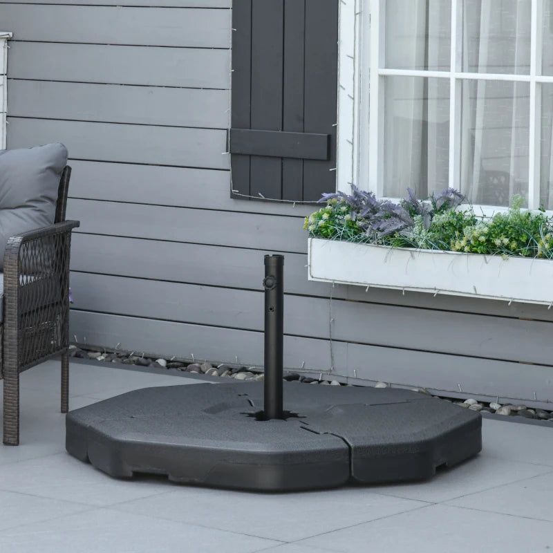 Black Detachable Cantilever Umbrella Base, Outdoor Parasol Stand with Sand and Water Fill, 140KG Capacity