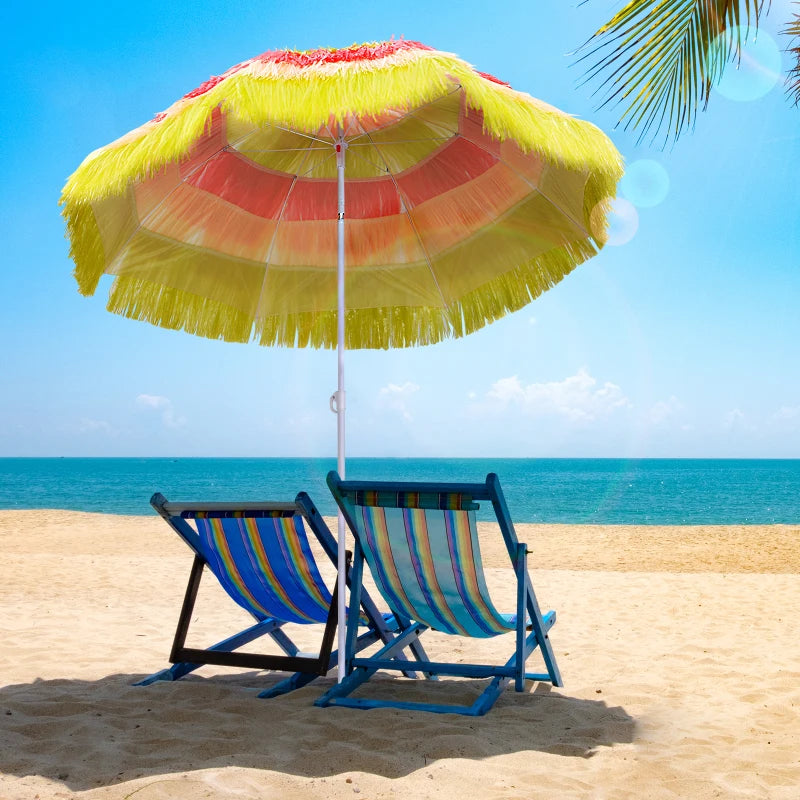 Multicolor 1.6m Beach Sun Umbrella with Tilting Crank