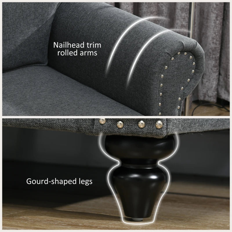 Mid-Century Two-Seater Sofa with Pocket Springs in Charcoal Grey - Stylish and Comfortable Seating