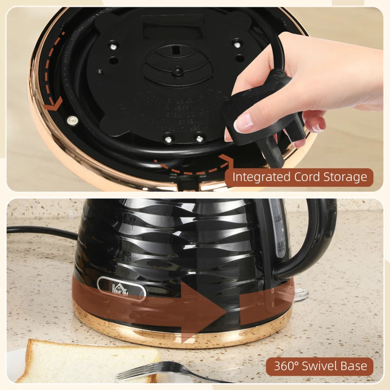 3kW Rapid Boil Black Honeycomb Kettle - Stylish Electric Tea Maker for Fast Boiling Water