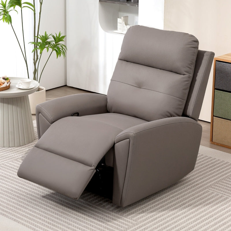 Modern Grey Recliner Armchair with Adjustable Leg Rest and Overstuffed Microfibre Lounge Seating for Living Room or Bedroom
