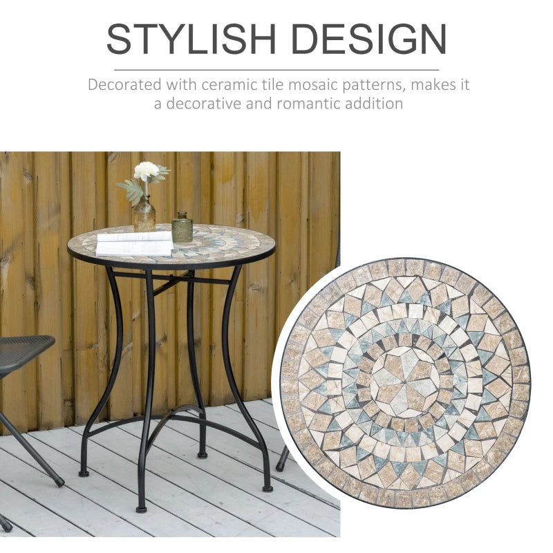 60cm Green Mosaic Outdoor Patio Table - Round Garden Table