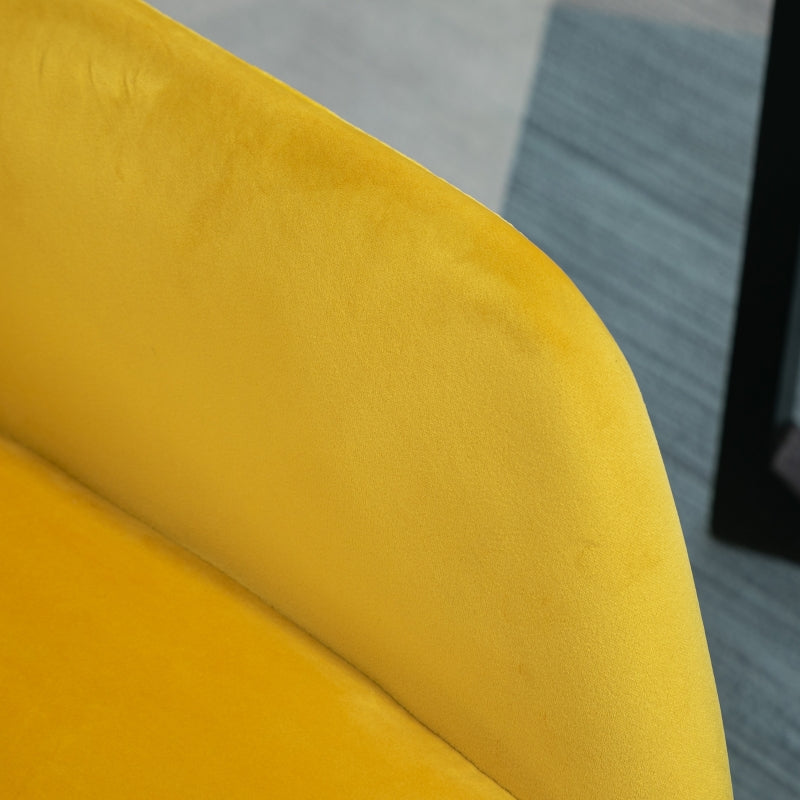 Velvet-Feel Plisse Back Accent Chair in Yellow for Stylish Home Decor