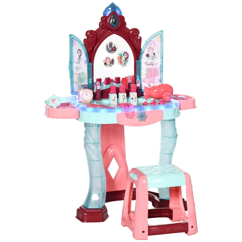 31 Piece Kids Dressing Playset with Magical Princess Mirror Light and Sound in Pink and Blue