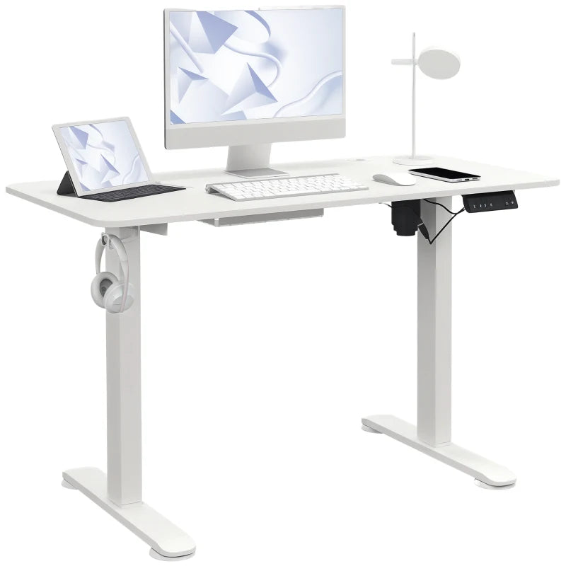 Vinsetto Adjustable Electric Standing Desk 72-116cm, 120x60cm White Tabletop - Ergonomic Home Office Solution