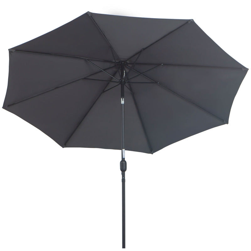 Dark Grey 3m Tilt Garden Umbrella with Crank Handle