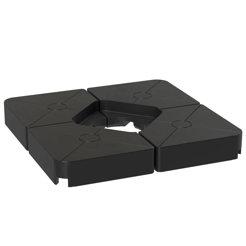 Heavy Duty Cantilever Parasol Base Weights - Set of 4, 64kg Sand or 55kg Water Filled, Black