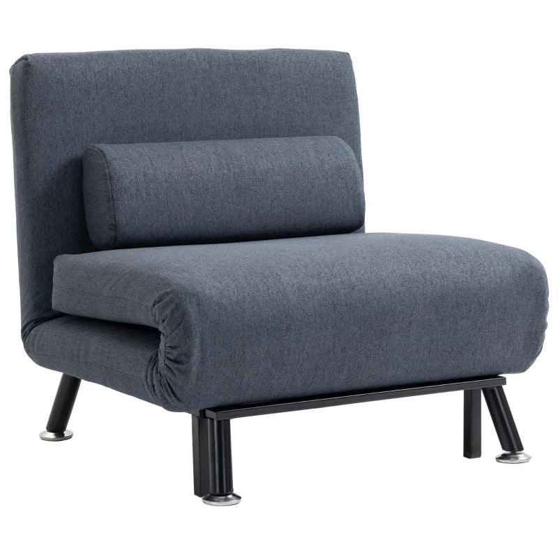3-in-1 Convertible Sleeper Chair with Adjustable Backrest and Pillow for Living Room and Bedroom, Dark Grey Linen