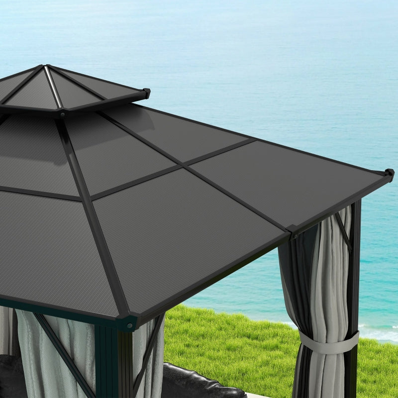 3m x 3m Hardtop Gazebo - Grey Aluminium Frame with UPF30+ Double Polycarbonate Roof