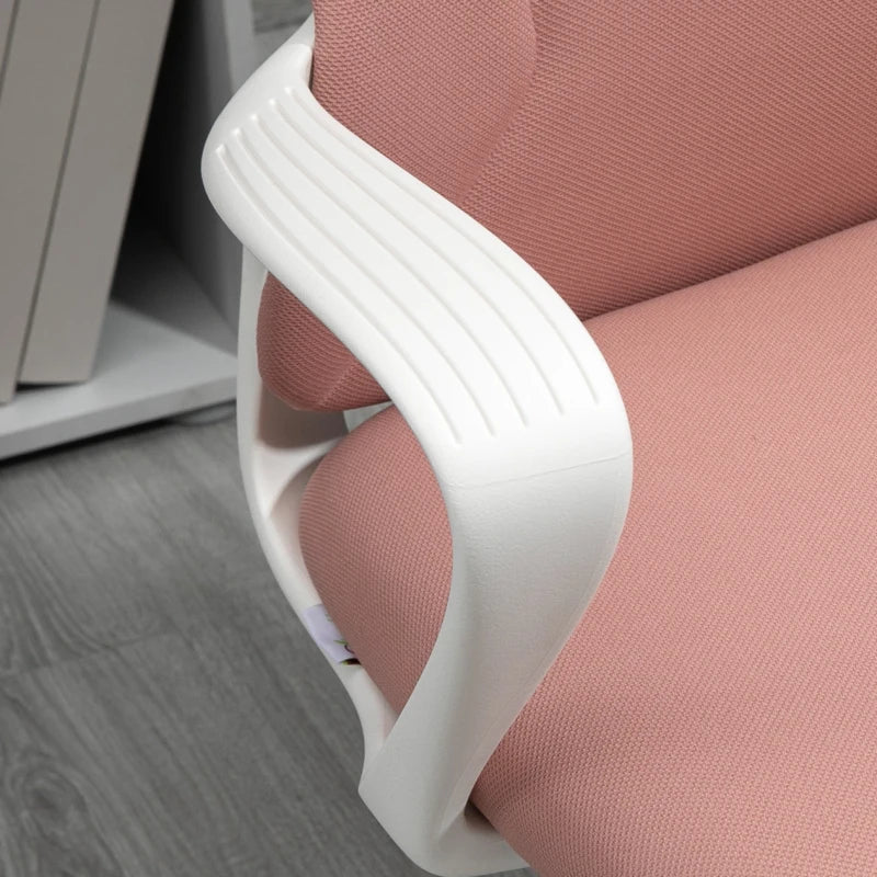 Vinsetto Pink High Back Office Chair - Adjustable Fabric Desk Chair with Armrests & Swivel Wheels for Comfort