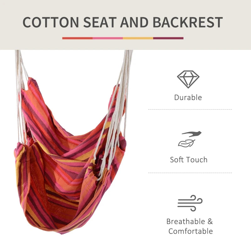 Red Outdoor Hanging Rope Hammock Chair