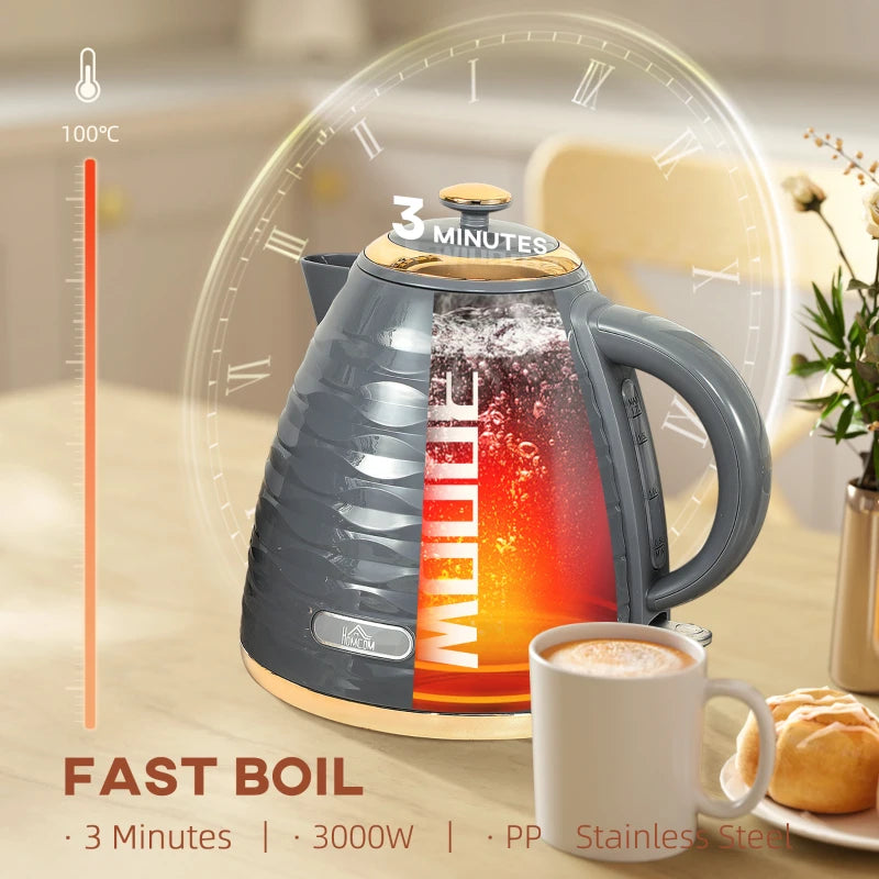 3kW Rapid Boil Grey Honeycomb Kettle - Stylish, Fast Boiling Electric Kettle for Home & Kitchen