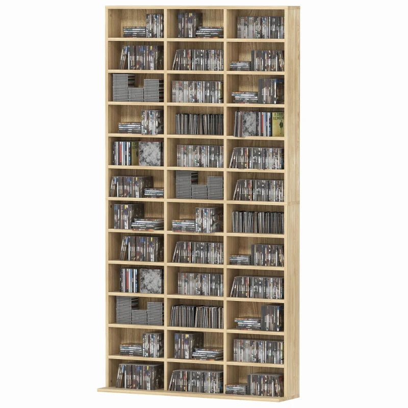 Adjustable CD Storage Unit with Oak Tone Finish, 102 x 195 cm - Perfect for Organizing Your Music Collection
