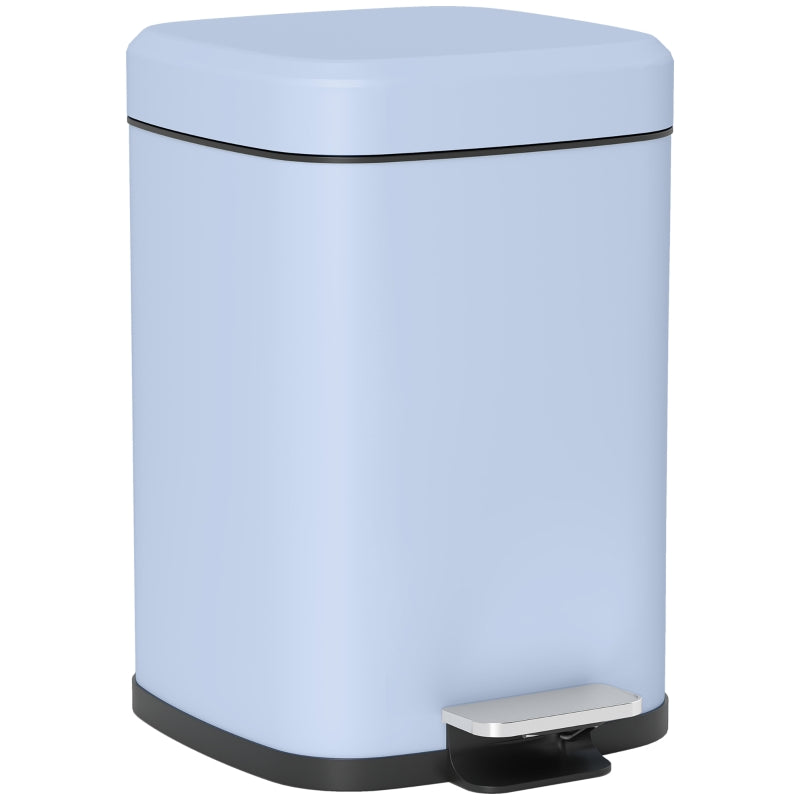 12L Modern Boxy Metal Kitchen Bin - Stylish Light Blue Trash Can for Home Organization & Waste Management