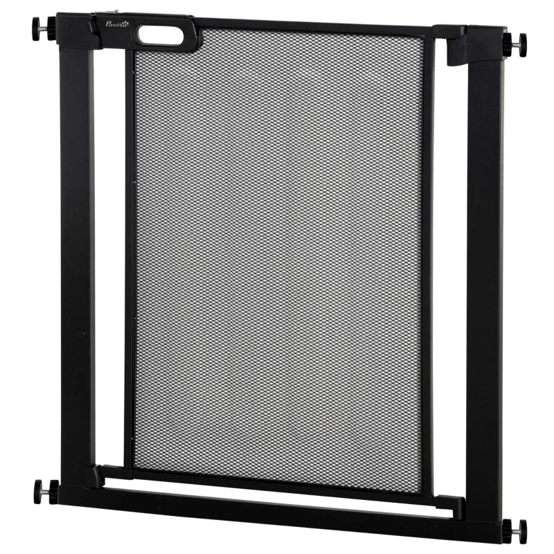 Dog Safety Gate for Hallways & Staircases - Automatic Closing Door, Black Pet Barrier for Home Safety