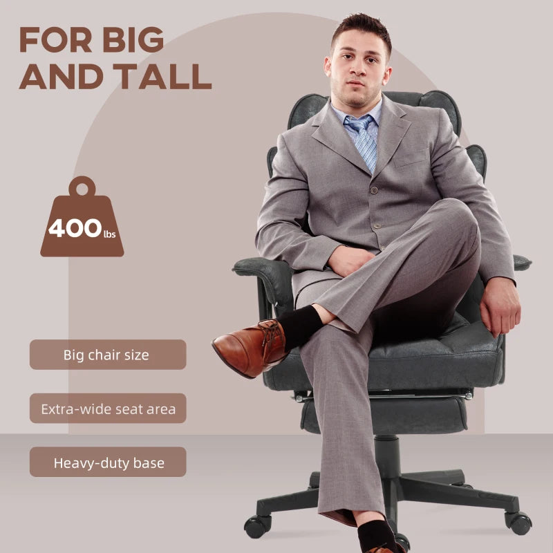 Ergonomic Office Chair with 6-Point Massage & Heat, Reclining Function, Lumbar Support, Foot Rest, Height-Adjustable, Black