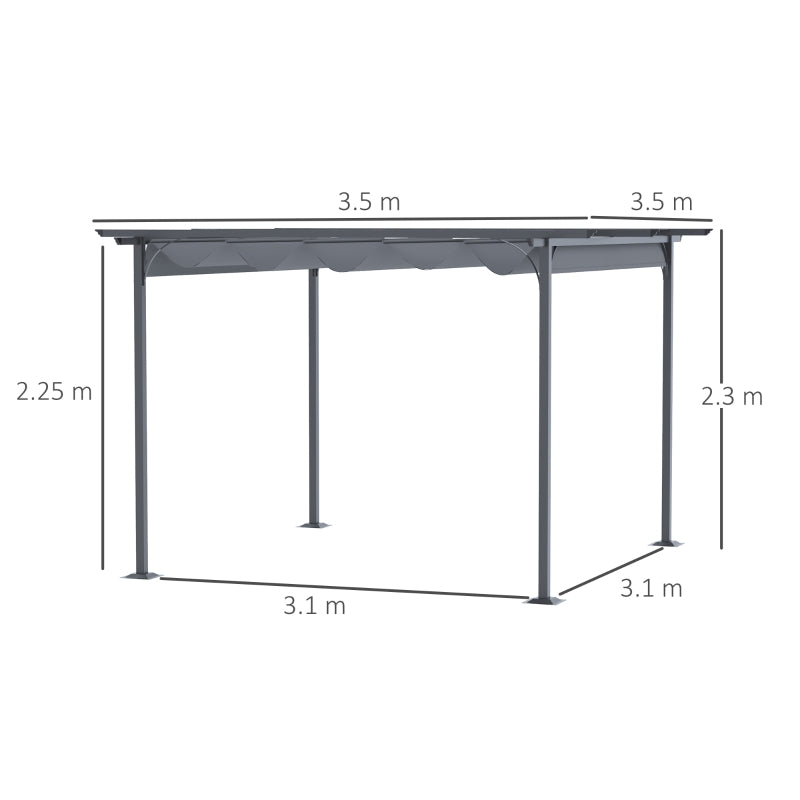 3.5m x 3.5m Metal Pergola - Grey