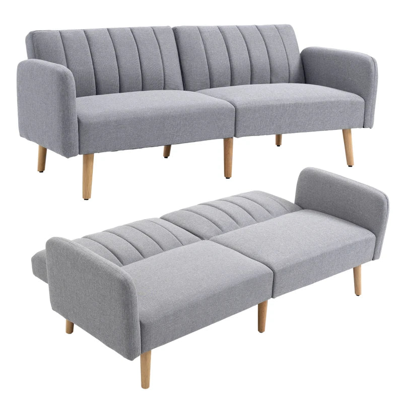 Light Grey Three-Seater Sofa Bed with Split Back Design for Versatile Comfort and Style