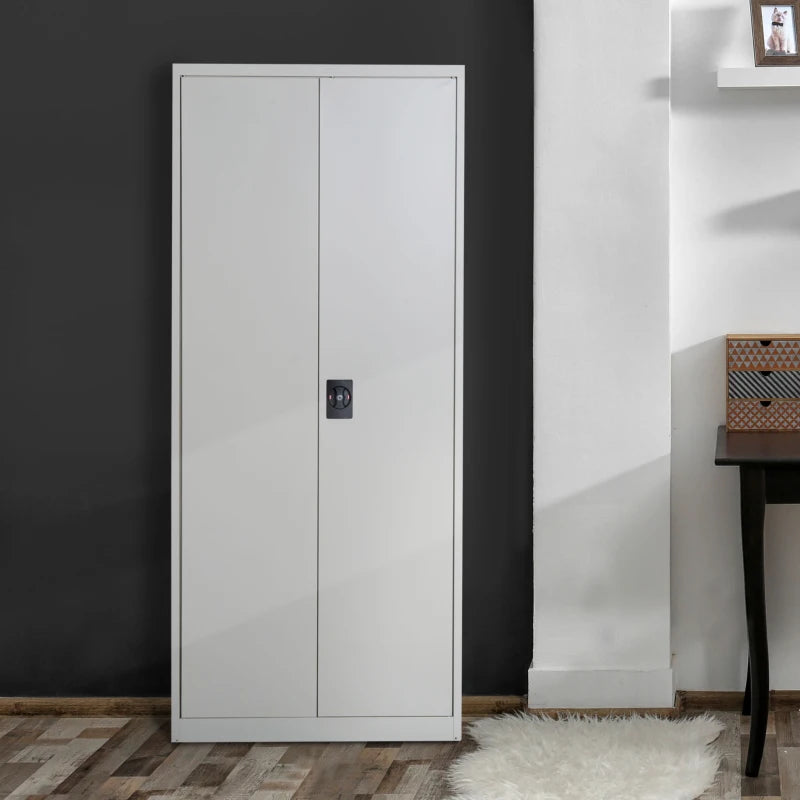 Lockable Filing Cabinet with Adjustable Shelves for Office Storage White