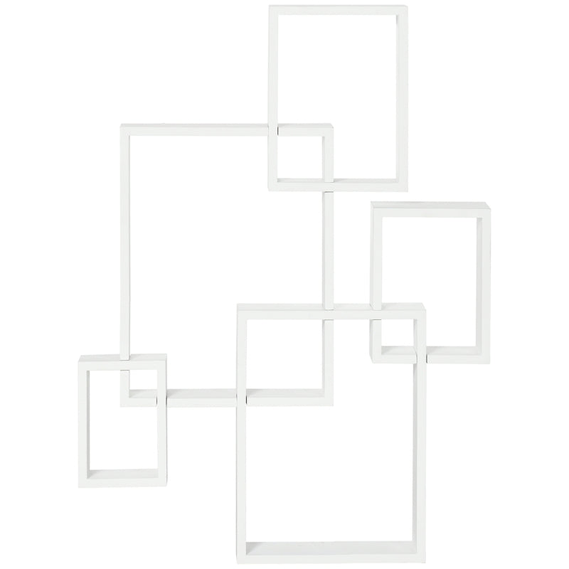 Floating Wall Mounted Interlocking Cube Shelves - Stylish White Display Shelves for Living Room, Bedroom & Hallways