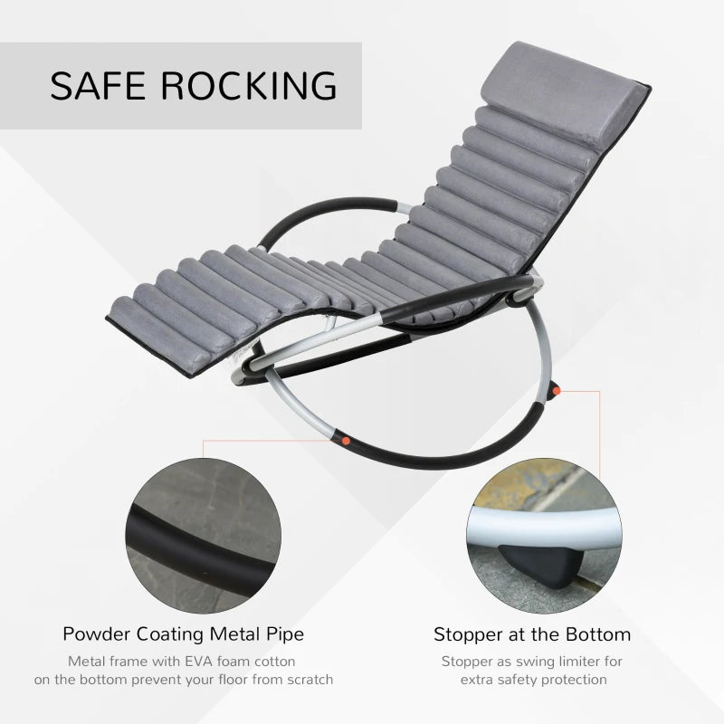 Metal Orbital Rocking Chair with Padded Mat - Black Grey