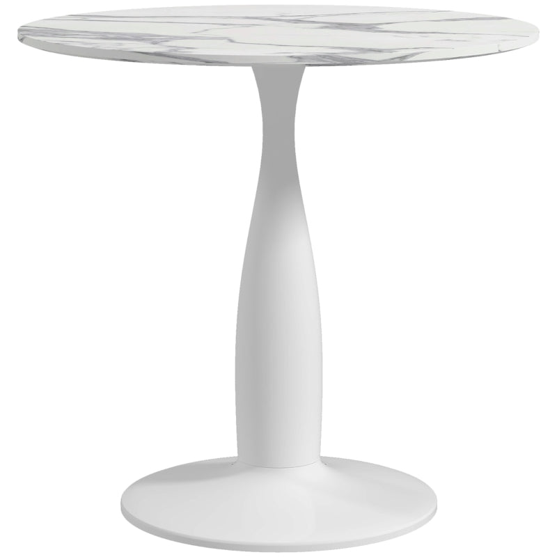 Elegant Small 2-Person Dining Table with Steel Base & Non-Slip Foot Pad - Modern White & Grey Design