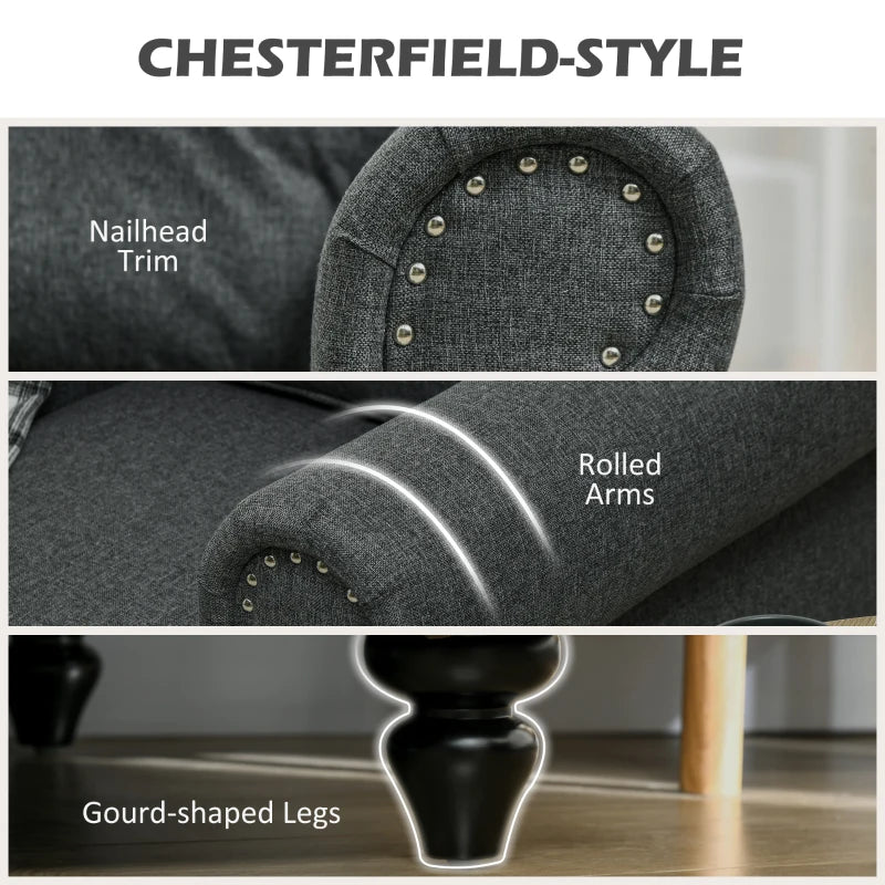 Mid-Century Charcoal Grey Armchair with Pocket Springs for Stylish Living Room Comfort