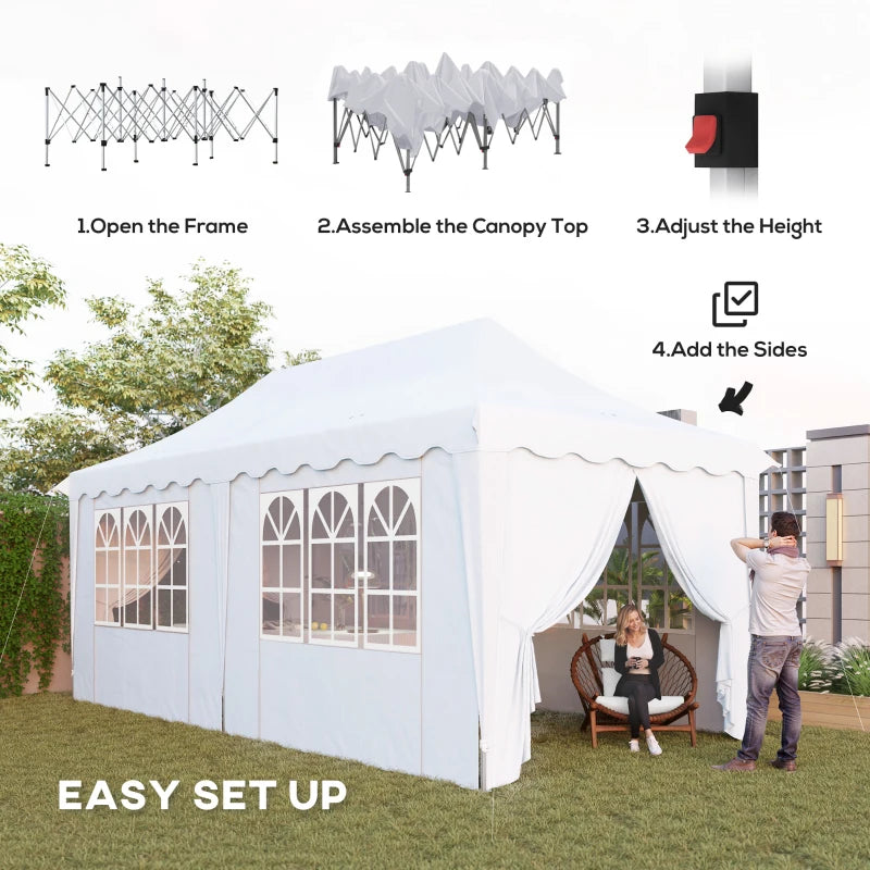 Height Adjustable 3x6m Pop Up Gazebo with Sides