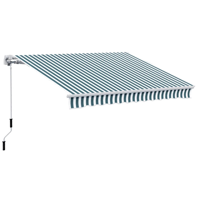 4m x 3m Manual Retractable Awning - Striped Green & White