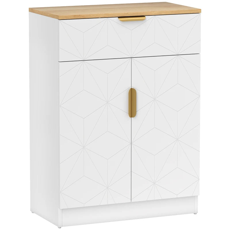 Modern White Sideboard Storage Cabinet with Drawer & Adjustable Shelf - Versatile Cupboard for Living Room, Kitchen, Dining Room, Entryway