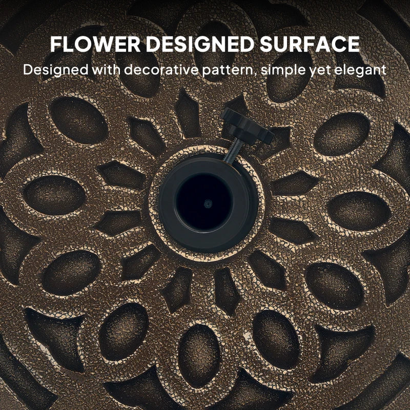 21kg Heavy Duty Round Garden Parasol Base with Wheels - Bronze Umbrella Stand for 34mm, 38mm, 48mm Poles - Ideal for Deck and Poolside