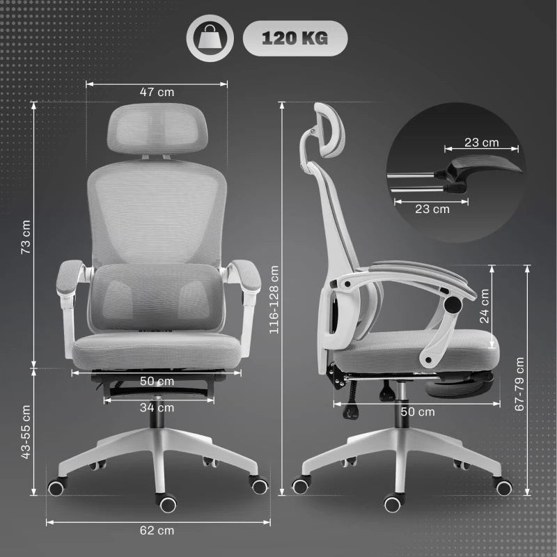 Ergonomic Multi-Adjustable Grey Mesh Back Office Chair for Ultimate Comfort and Support - Perfect for Home and Office Use