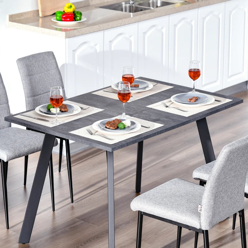 Contemporary Dark Grey Rectangle Dining Table with Metal Legs - Spacious Kitchen Table for Dining Room & Living Room