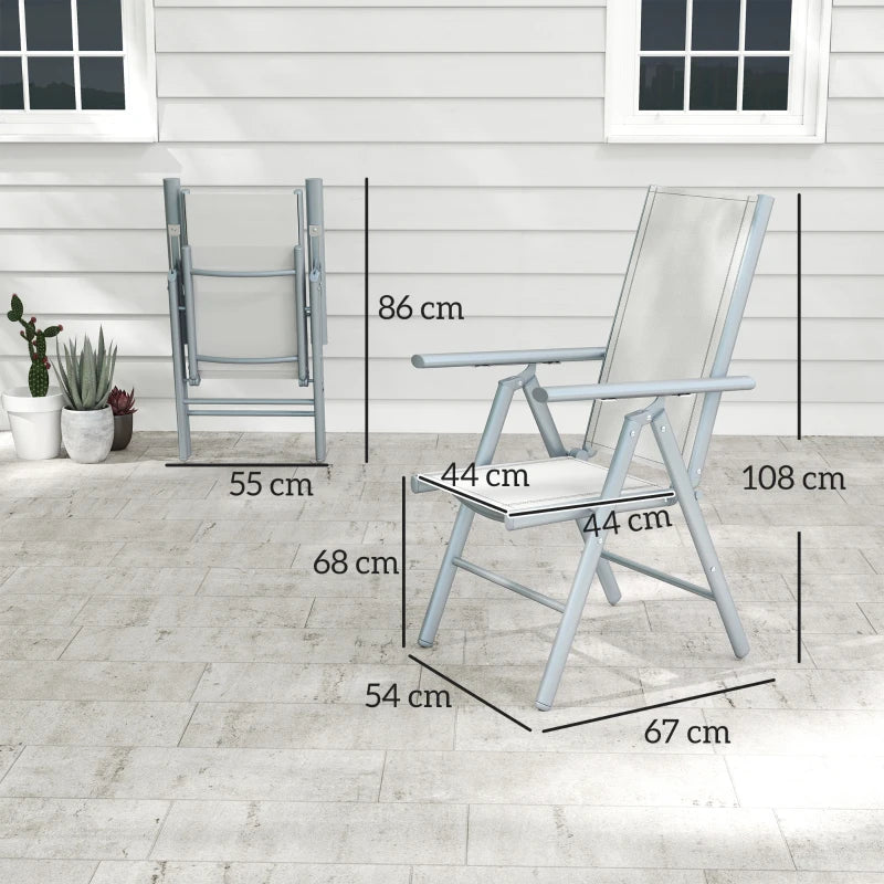 Set of Two Light Grey Aluminium Folding Chairs - Compact and Lightweight Design