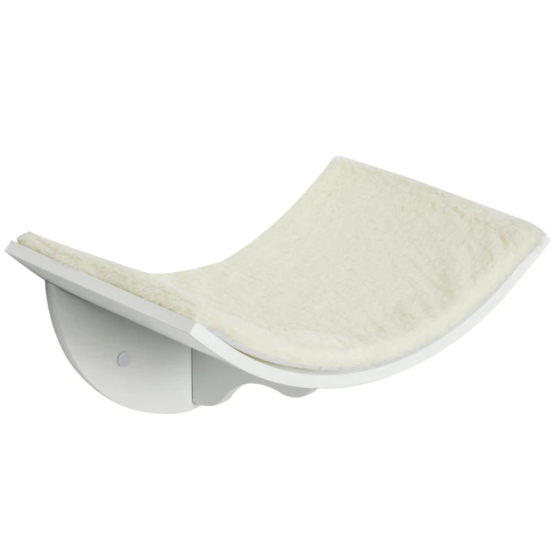 Wood Cat Shelves - Wall-Mounted Curved Kitten Bed Perch Climber Furniture - 41x28x21cm - Stylish White Cat Shelters