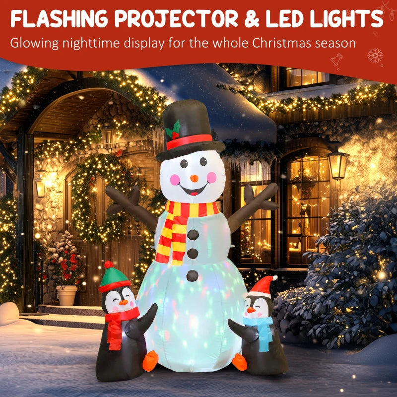 6FT Christmas Inflatables Snowman & Penguins with LED Lights - Blow Up Holiday Decoration for Indoor & Outdoor Garden Decor