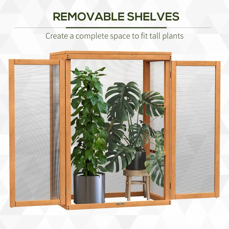 Green 3-Tier Wooden Cold Frame Greenhouse with Double Doors