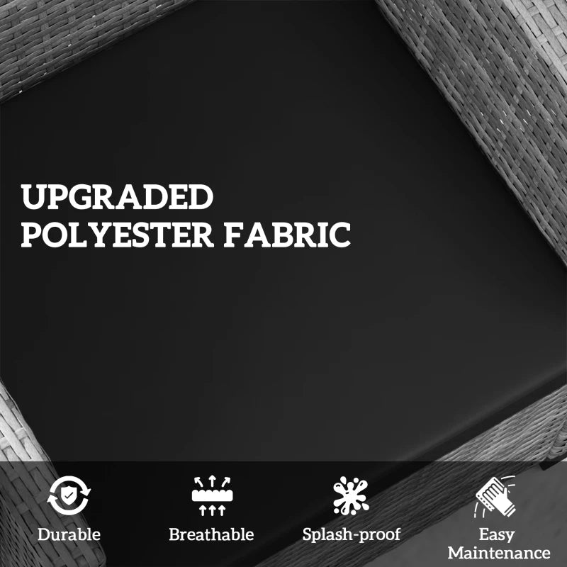 Black Outdoor Seat Cushion Pads for Rattan Furniture - 3 Piece Set, 45x45 cm