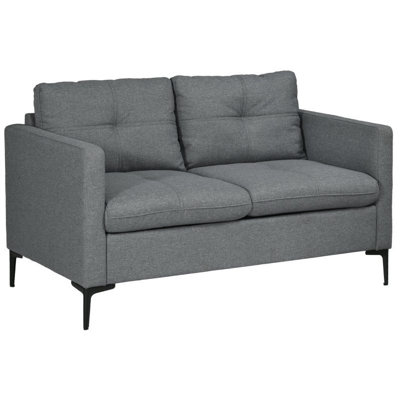 Stylish Grey Two-Seater Sofa with Steel Legs for Modern Living Spaces