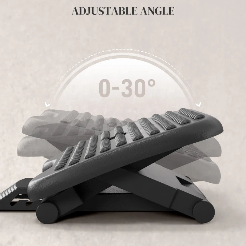 Adjustable Height & Angle Footrest - Ergonomic Tilting Platform for Home Office - Black Foot Rest for Comfort & Support