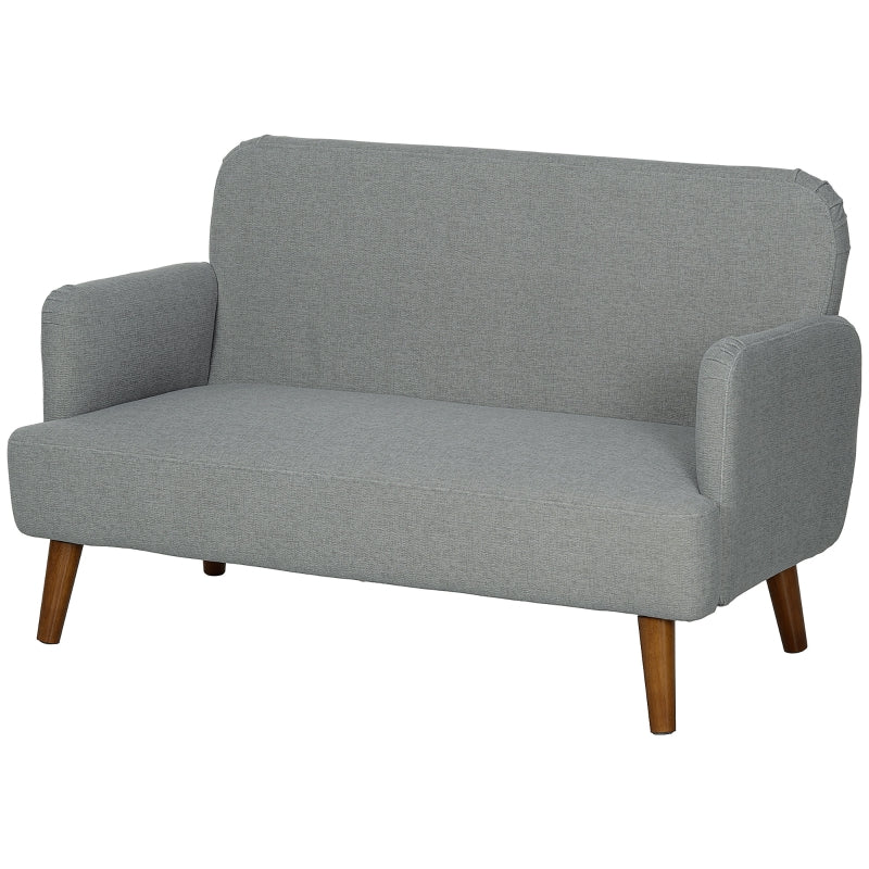 Stylish Grey Velvet 2 Seater Sofa Loveseat with Thick Padding and Wooden Legs for Small Spaces